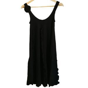 Sonia RYKIEL X H&M Black Pima Cotton Ruffles Knitted Fit & Flare Mini Dress XS